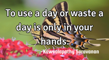 To use a day or waste a day is only in your hands.