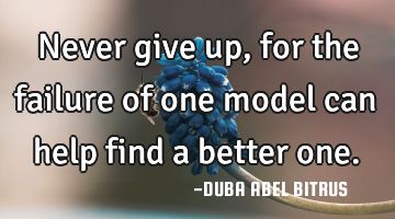Never give up, for the failure of one model can help find a better one.