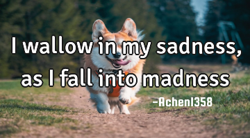 I wallow in my sadness, as I fall into madness