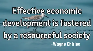 Effective economic development is fostered by a resourceful