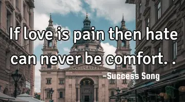 If love is pain then hate can never be comfort..
