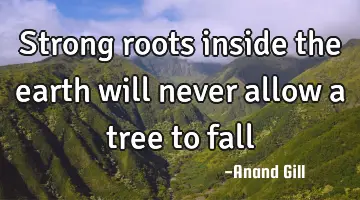 Strong roots inside the earth will never allow a tree to