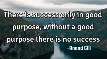 there is success only in good purpose, without a good purpose there is no