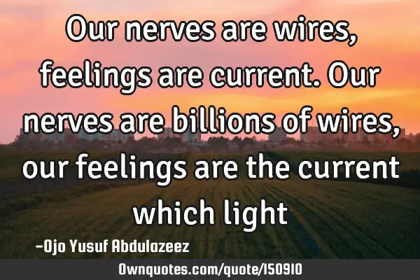 Our nerves are wires, feelings are current. Our nerves are billions of wires, our feelings are the
