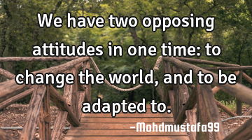 We have two opposing attitudes in one time: to change the world, and to be adapted