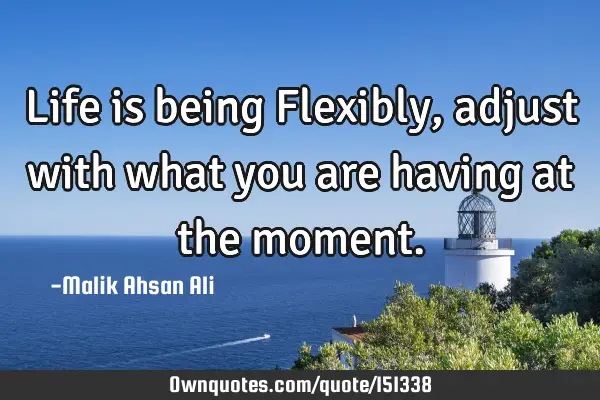 Life is being Flexibly, adjust with what you are having at the
