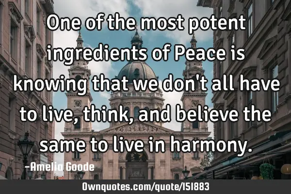 One of the most potent ingredients of Peace is knowing that we don