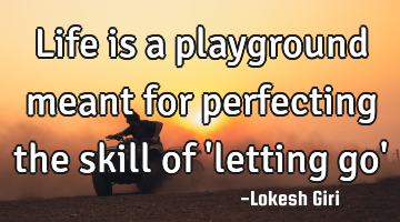 Life is a playground meant for perfecting the skill of 