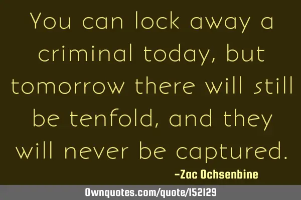 You can lock away a criminal today, but tomorrow there will still be tenfold, and they will never