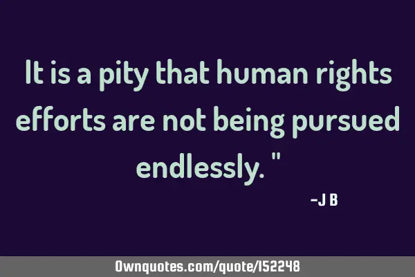 It is a pity that human rights efforts are not being pursued endlessly. 