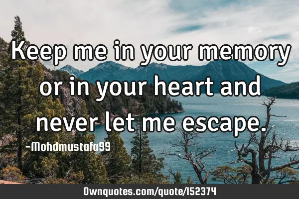 Keep me in your memory or in your heart and never let me