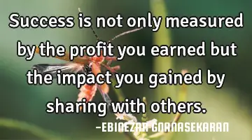 Success is not only measured by the profit you earned but the impact you gained by sharing with