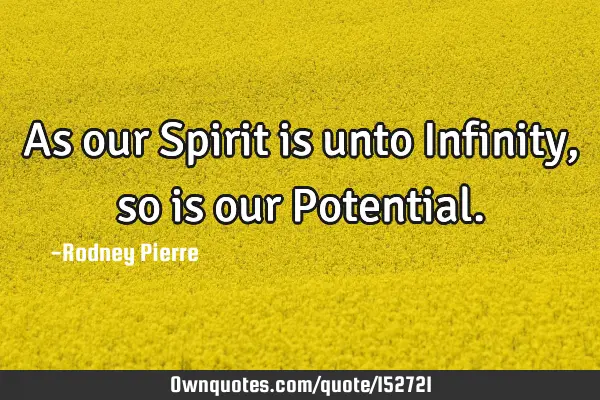 As our Spirit is unto Infinity, so is our P