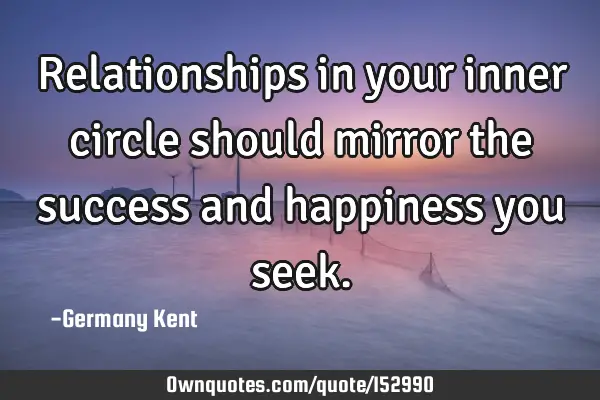Relationships in your inner circle should mirror the success and happiness you
