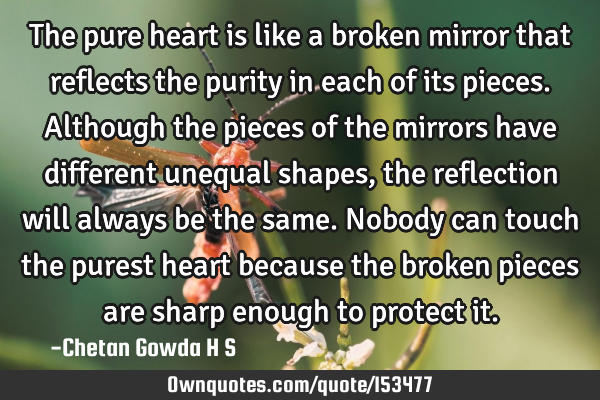 The pure heart is like a broken mirror that reflects the purity in each of its pieces. Although the