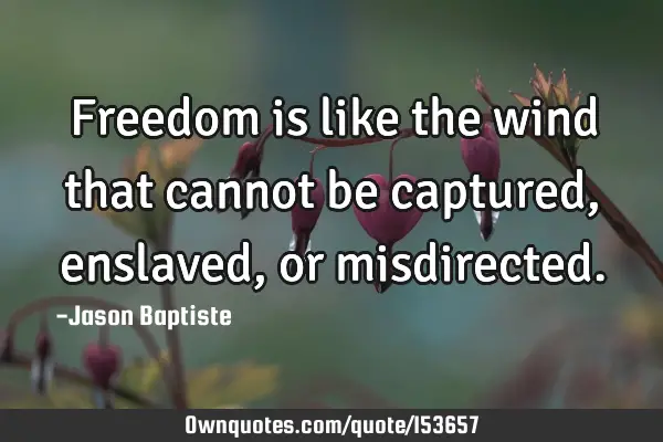 Freedom is like the wind that cannot be captured, enslaved, or
