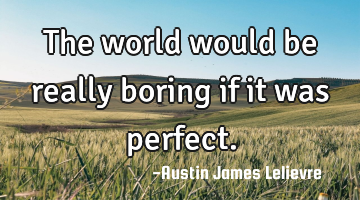 The world would be really boring if it was perfect.