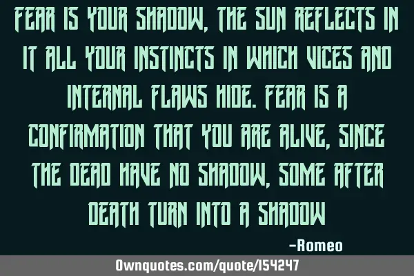 Fear is your shadow, the sun reflects in it all your instincts in which vices and internal flaws