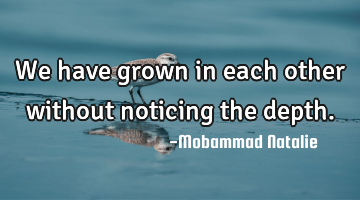 We have grown in each other without noticing the depth.
