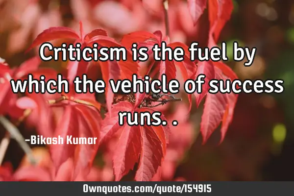 Criticism is the fuel by which the vehicle of success