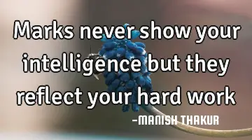 Marks never show your intelligence but they reflect your hard