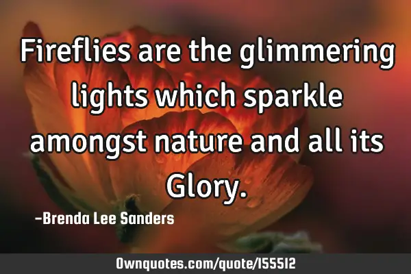 Fireflies are the glimmering lights which sparkle amongst nature and all its G