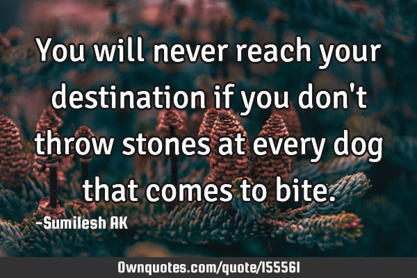 You will never reach your destination if you don