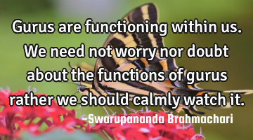 Gurus are functioning within us. We need not worry nor doubt about the functions of gurus rather we