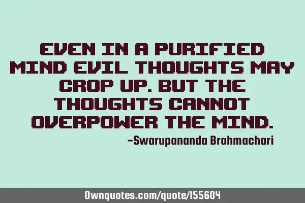 Even in a purified mind evil thoughts may crop up.  But the thoughts cannot overpower the