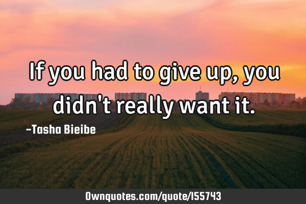 If you had to give up, you didn