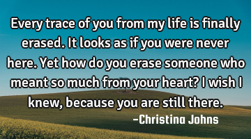 Every trace of you from my life is finally erased. It looks as if you were never here. Yet how do