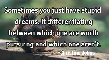 Sometimes you just have stupid dreams. It differentiating between which one are worth pursuing and