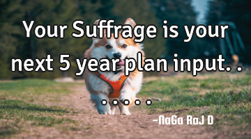 Your Suffrage is your next 5 year plan input.......
