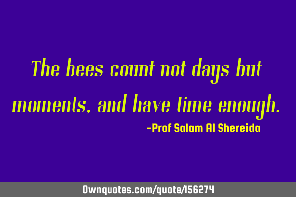 The bees count not days but moments, and have time