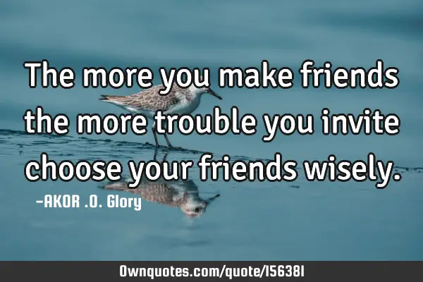 The more you make friends the more trouble you invite choose your friends