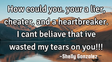 How could you. your a lier,cheater,and a heartbreaker. i cant beliave that ive wasted my tears on