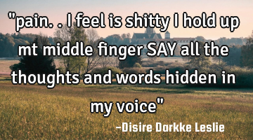 "pain..i feel is shitty i hold up mt middle finger SAY all the thoughts and words hidden in my