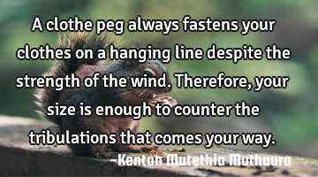 A clothe peg always fastens your clothes on a hanging line despite the strength of the wind.T