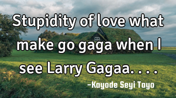 Stupidity of love what make go gaga when I see Larry Gagaa....