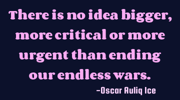 There is no idea bigger, more critical or more urgent than ending our endless wars.