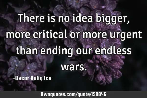 There is no idea bigger, more critical or more urgent than ending our endless