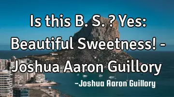 Is this B.S.? Yes: Beautiful Sweetness! - Joshua Aaron Guillory