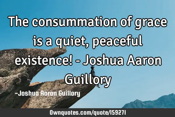 The consummation of grace is a quiet, peaceful existence! - Joshua Aaron G