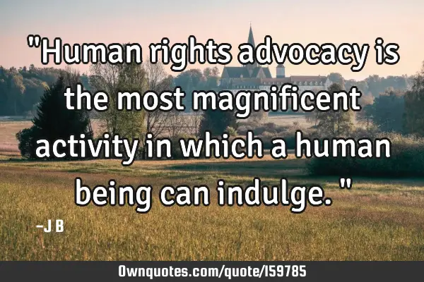 "Human rights advocacy is the most magnificent activity in which a human being can indulge."