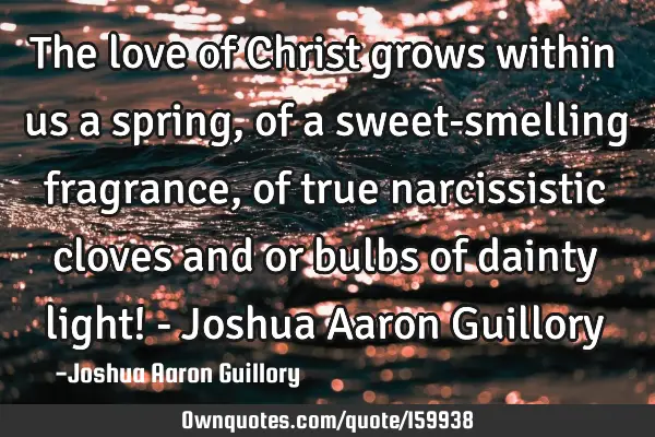 The love of Christ grows within us a spring, of a sweet-smelling fragrance, of true narcissistic
