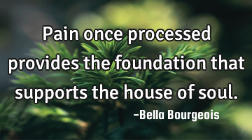 Pain once processed provides the foundation that supports the house of soul.