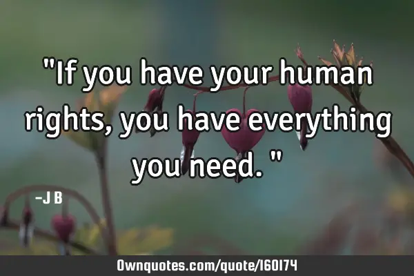 "If you have your human rights, you have everything you need."