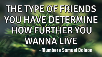 THE TYPE OF FRIENDS YOU HAVE DETERMINE HOW FURTHER YOU WANNA LIVE