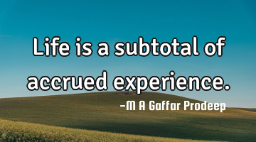 Life is a subtotal of accrued experience.