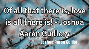 Of all that there is, love is all there is! - Joshua Aaron Guillory